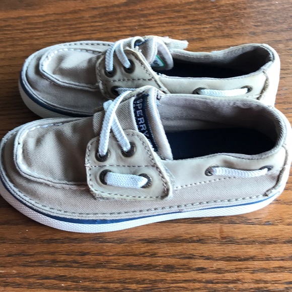 COPY - Sperry toddler size tan canvas Velcro close topsider shoes unisex - Picture 2 of 7